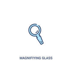 magnifiying glass concept 2 colored icon. simple line element illustration. outline blue magnifiying glass symbol. can be used for web and mobile ui/ux.