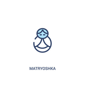 matryoshka concept 2 colored icon. simple line element illustration. outline blue matryoshka symbol. can be used for web and mobile ui/ux.