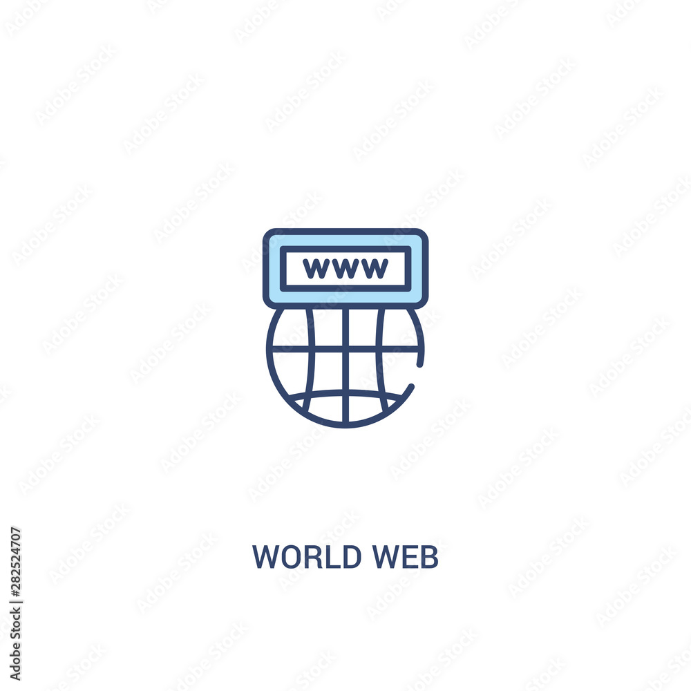 Poster world web concept 2 colored icon. simple line element illustration. outline blue world web symbol. c