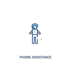 phone assistance concept 2 colored icon. simple line element illustration. outline blue phone assistance symbol. can be used for web and mobile ui/ux.