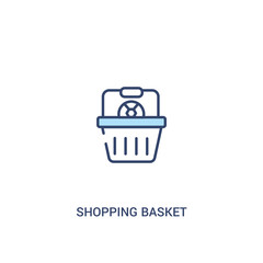 shopping basket concept 2 colored icon. simple line element illustration. outline blue shopping basket symbol. can be used for web and mobile ui/ux.