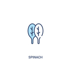 spinach concept 2 colored icon. simple line element illustration. outline blue spinach symbol. can be used for web and mobile ui/ux.