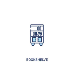 bookshelve concept 2 colored icon. simple line element illustration. outline blue bookshelve symbol. can be used for web and mobile ui/ux.