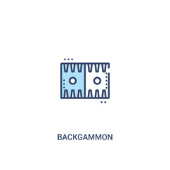 backgammon concept 2 colored icon. simple line element illustration. outline blue backgammon symbol. can be used for web and mobile ui/ux.