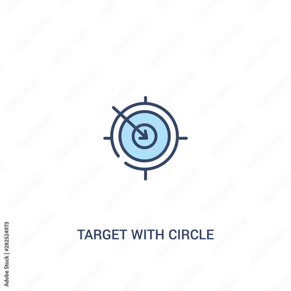 Poster target with circle concept 2 colored icon. simple line element illustration. outline blue target wit