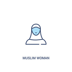 muslim woman concept 2 colored icon. simple line element illustration. outline blue muslim woman symbol. can be used for web and mobile ui/ux.