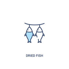 dried fish concept 2 colored icon. simple line element illustration. outline blue dried fish symbol. can be used for web and mobile ui/ux.
