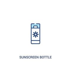 sunscreen bottle concept 2 colored icon. simple line element illustration. outline blue sunscreen bottle symbol. can be used for web and mobile ui/ux.