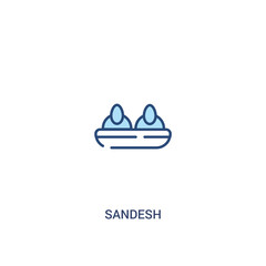 sandesh concept 2 colored icon. simple line element illustration. outline blue sandesh symbol. can be used for web and mobile ui/ux.
