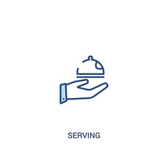 serving concept 2 colored icon. simple line element illustration. outline blue serving symbol. can be used for web and mobile ui/ux.