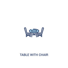table with chair concept 2 colored icon. simple line element illustration. outline blue table with chair symbol. can be used for web and mobile ui/ux.