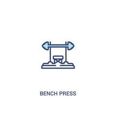 bench press concept 2 colored icon. simple line element illustration. outline blue bench press symbol. can be used for web and mobile ui/ux.