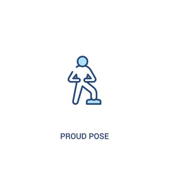 proud pose concept 2 colored icon. simple line element illustration. outline blue proud pose symbol. can be used for web and mobile ui/ux.