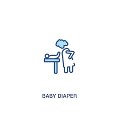 baby diaper concept 2 colored icon. simple line element illustration. outline blue baby diaper symbol. can be used for web and mobile ui/ux.