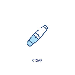 cigar concept 2 colored icon. simple line element illustration. outline blue cigar symbol. can be used for web and mobile ui/ux.