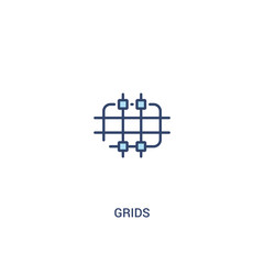 grids concept 2 colored icon. simple line element illustration. outline blue grids symbol. can be used for web and mobile ui/ux.