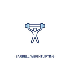 barbell weightlifting concept 2 colored icon. simple line element illustration. outline blue barbell weightlifting symbol. can be used for web and mobile ui/ux.