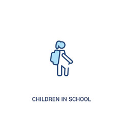 children in school concept 2 colored icon. simple line element illustration. outline blue children in school symbol. can be used for web and mobile ui/ux.