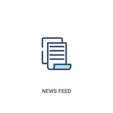 news feed concept 2 colored icon. simple line element illustration. outline blue news feed symbol. can be used for web and mobile ui/ux.