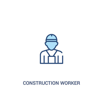 construction worker concept 2 colored icon. simple line element illustration. outline blue construction worker symbol. can be used for web and mobile ui/ux.