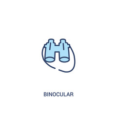 binocular concept 2 colored icon. simple line element illustration. outline blue binocular symbol. can be used for web and mobile ui/ux.