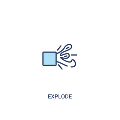 explode concept 2 colored icon. simple line element illustration. outline blue explode symbol. can be used for web and mobile ui/ux.