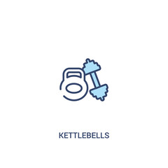 kettlebells concept 2 colored icon. simple line element illustration. outline blue kettlebells symbol. can be used for web and mobile ui/ux.