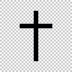 Cross sign. Black icon on transparent background. Illustration.