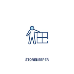 storekeeper concept 2 colored icon. simple line element illustration. outline blue storekeeper symbol. can be used for web and mobile ui/ux.