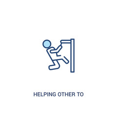 helping other to jump concept 2 colored icon. simple line element illustration. outline blue helping other to jump symbol. can be used for web and mobile ui/ux.