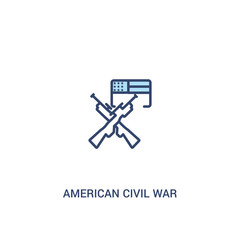 american civil war concept 2 colored icon. simple line element illustration. outline blue american civil war symbol. can be used for web and mobile ui/ux.