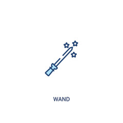 wand concept 2 colored icon. simple line element illustration. outline blue wand symbol. can be used for web and mobile ui/ux.