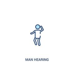 man hearing concept 2 colored icon. simple line element illustration. outline blue man hearing symbol. can be used for web and mobile ui/ux.