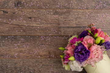 close up view of flower arrangement for baptism