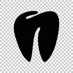 Tooth sign. Black icon on transparent background. Illustration.
