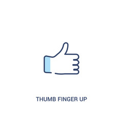 thumb finger up concept 2 colored icon. simple line element illustration. outline blue thumb finger up symbol. can be used for web and mobile ui/ux.