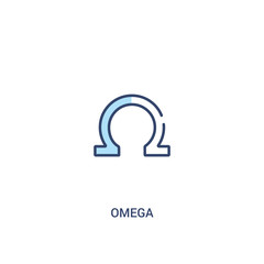 omega concept 2 colored icon. simple line element illustration. outline blue omega symbol. can be used for web and mobile ui/ux.