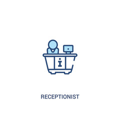 receptionist concept 2 colored icon. simple line element illustration. outline blue receptionist symbol. can be used for web and mobile ui/ux.