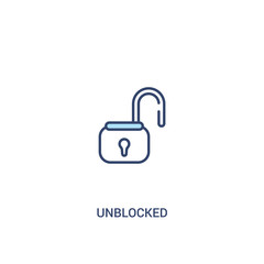 unblocked concept 2 colored icon. simple line element illustration. outline blue unblocked symbol. can be used for web and mobile ui/ux.