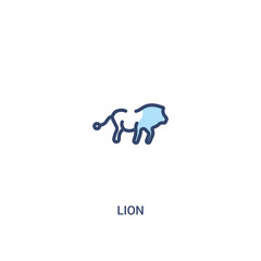 lion concept 2 colored icon. simple line element illustration. outline blue lion symbol. can be used for web and mobile ui/ux.