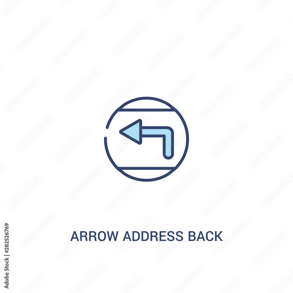 Poster arrow address back concept 2 colored icon. simple line element illustration. outline blue arrow addr