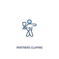 Obraz na płótnie Canvas partners claping hands concept 2 colored icon. simple line element illustration. outline blue partners claping hands symbol. can be used for web and mobile ui/ux.