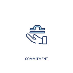 commitment concept 2 colored icon. simple line element illustration. outline blue commitment symbol. can be used for web and mobile ui/ux.