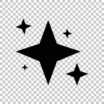 Sparkle sign. Black icon on transparent background. Illustration.