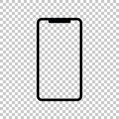 Smartphone sign. Black icon on transparent background. Illustration.