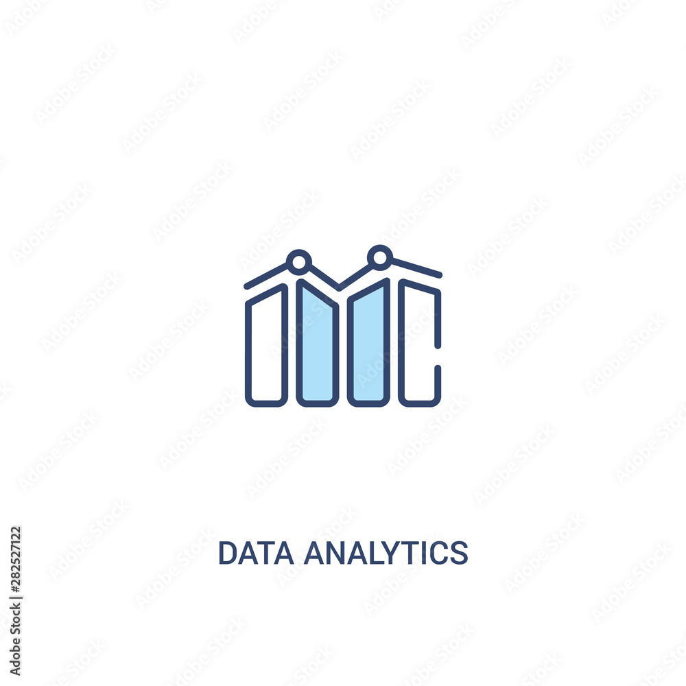 Poster data analytics concept 2 colored icon. simple line element illustration. outline blue data analytics