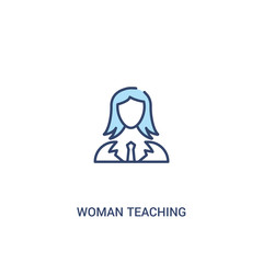 woman teaching concept 2 colored icon. simple line element illustration. outline blue woman teaching symbol. can be used for web and mobile ui/ux.