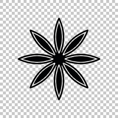 Flower sign. Black icon on transparent background. Illustration.