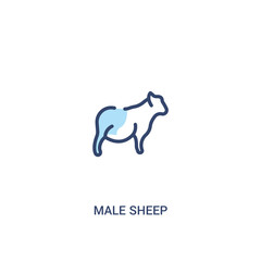 male sheep concept 2 colored icon. simple line element illustration. outline blue male sheep symbol. can be used for web and mobile ui/ux.