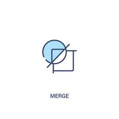 merge concept 2 colored icon. simple line element illustration. outline blue merge symbol. can be used for web and mobile ui/ux.